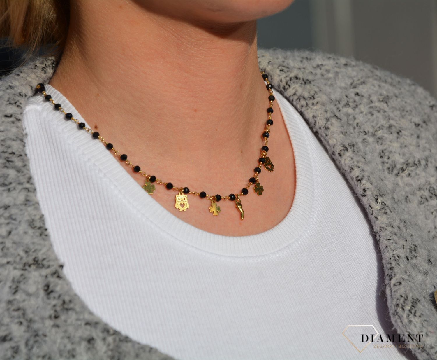 Naszyjnik srebrny pozłacany koraliki Dall'Acqua C RM KOR OWL..jpg